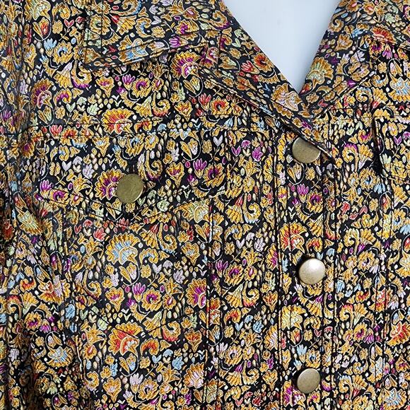 Coldwater Creek Floral Brocade Jacket Womens Large Floral Colorful Gold Button - Picture 6 of 10